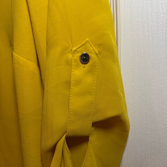 Dorothy Perkins Yellow Roll-Sleeve Blouse - Business Casual / Workwear - US 10 - Picture 5 of 9